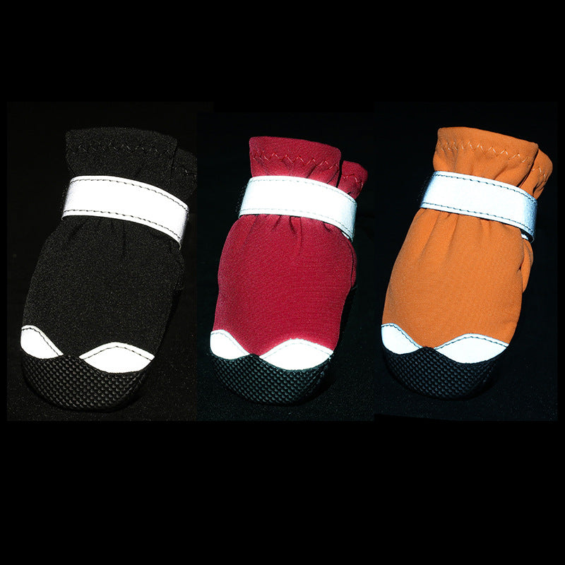 Reflective dog boots in black, red and orange